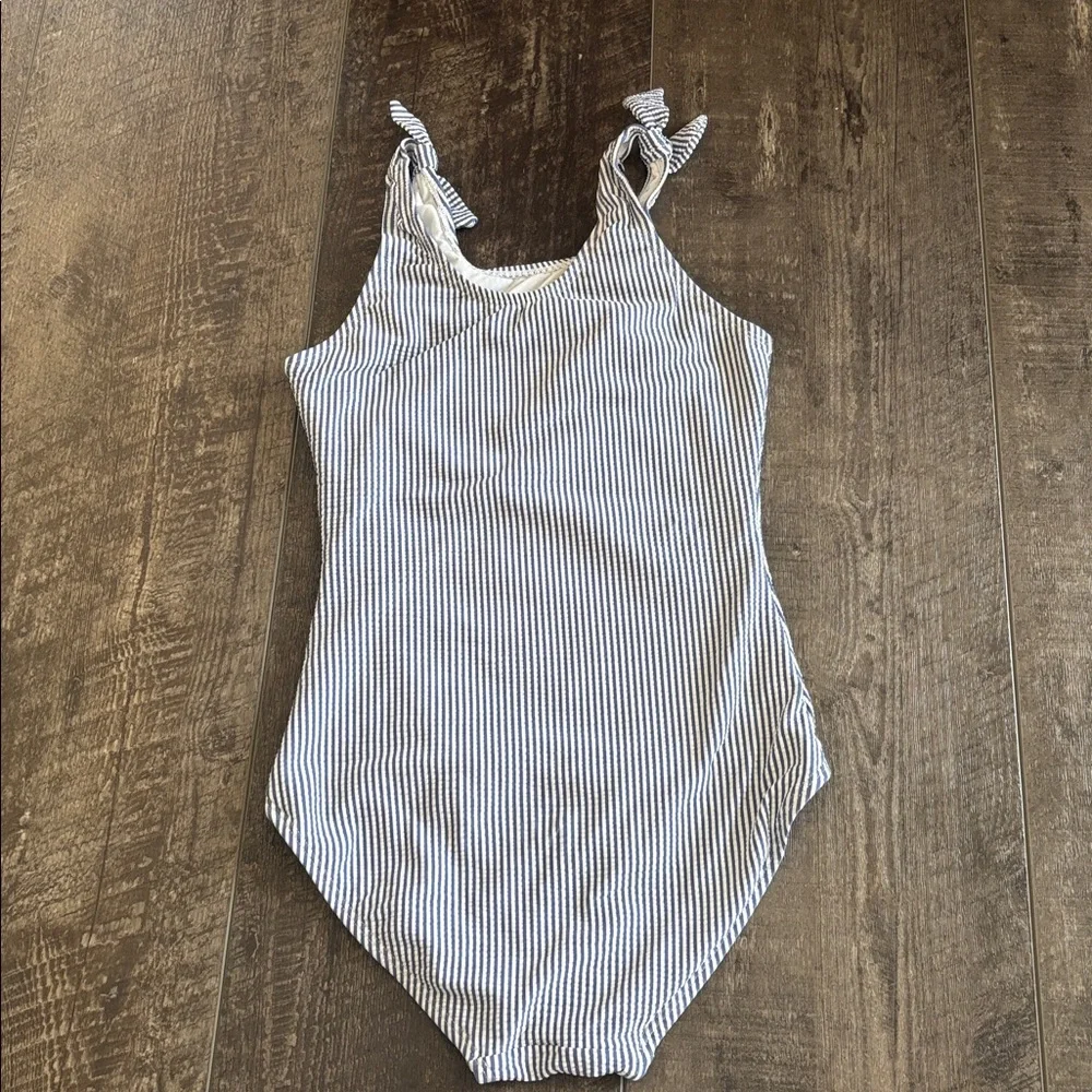 Blue & White Stripe One-Piece Swimsuit - Très Chic